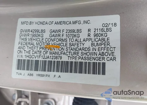 2018 Honda Accord Lx from USA, damaged, VIN 1HGCV1F12JA123879